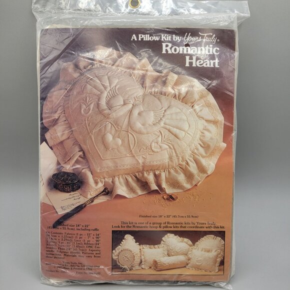 Yours Truly Romantic Heart Embroidery Pillow Kit - Picture 1 of 5